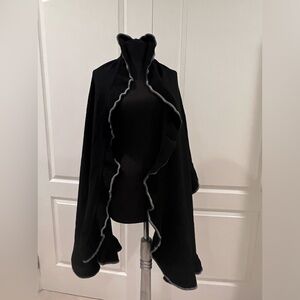 EUC Nordstrom ruffle shrug/poncho/wrap. Black with gray detail.